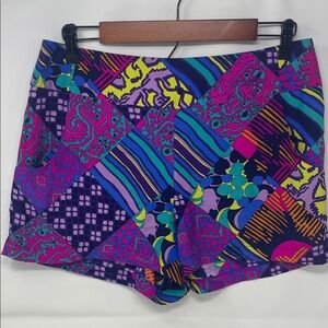 Alice & Trixie Colorful Geometric Patterned Silk Shorts Size Large